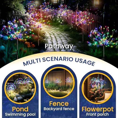 GIGALUMI 2 Pack Solar Firework Lights Outdoor, Garden Decor, Multicolored - Image 6