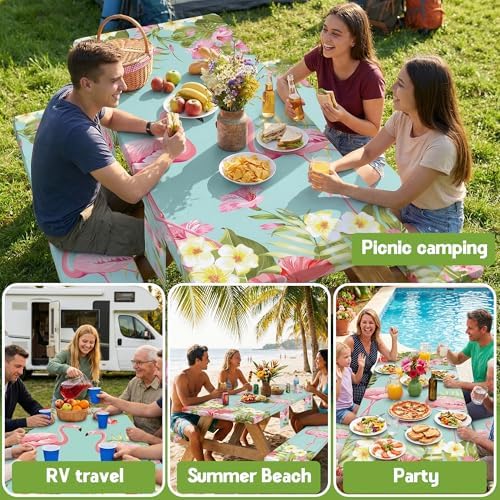 Picnic Table Cover with Bench Covers Tablecloth Glamping Essentials Travel Vacation Table Cloth Outdoor Cool Fun Unique Ideas Gifts for Camper Camping Lovers RV Owner Family Couple Women Female Mom - Image 6