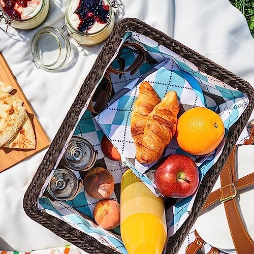 GNIEMCKIN 3 PCS 16 Inch Wicker Bread Basket, Woven Serving Basket, Rectangular Fruit Baskets, Tabletop Food Serving Basket for Restaurant, Bakery, Crackers, Fruits, Vegetables and Snacks(Deep Coffee). - Image 6
