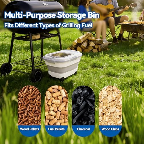 Wood Pellet Storage Container 15lbs, Wheeled Bin with Clear Window - Image 6