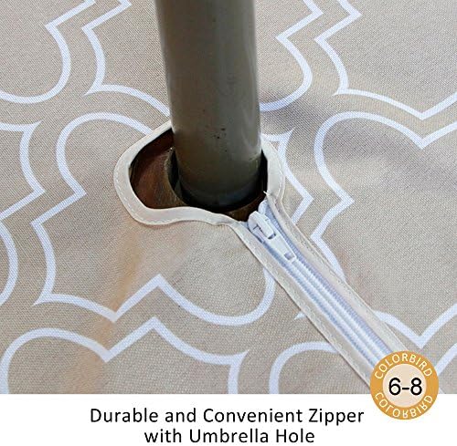 ColorBird Elegant Moroccan Outdoor Tablecloth Waterproof Spillproof Polyester Fabric Table Cover with Zipper Umbrella Hole for Patio Garden Tabletop Decor (60 x 84 Inch, Zippered, Khaki) - Image 2