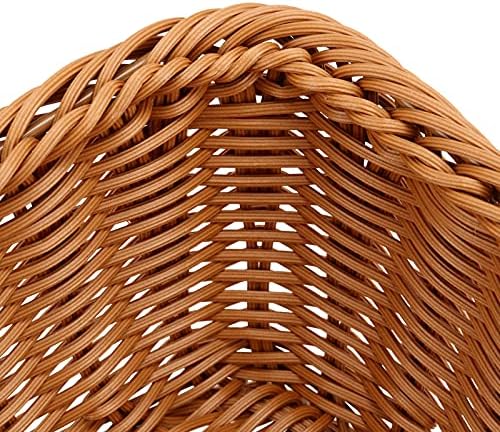 FUNSUEI 3 Pack 15.6 x 11.8 x 3.4 Inches Rectangular Poly Wicker Bread Baskets for Serving, Food Serving Baskets, Handmade Woven Pantry Organizer for Storing Bread, Vegetables, Fruits and Snacks, Brown - Image 3