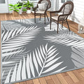 GENIMO Outdoor Rug, Waterproof Plastic Rugs for Patio, 5'x8' Grey White by GENIMO