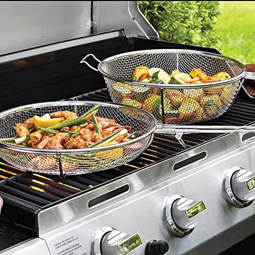 Outset 76450 Stainless Steel Jumbo Grill Basket, 11.75" 3 in 1 BBQ Basket - Image 2