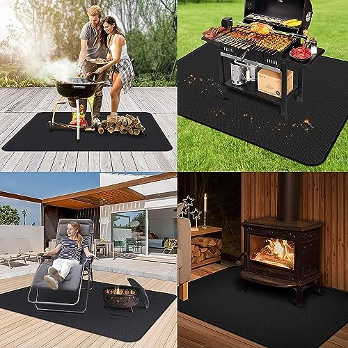 Fireproof Mat 2-Pack, Round Fire Pit Mat & Rectangle Grill Mat, 3-Layer Heat Resistant Deck Protector, Waterproof, Anti-Slip, for Patio, Grass & Outdoor Use (Round 36" & Rectangle 48" × 36") - Image 6