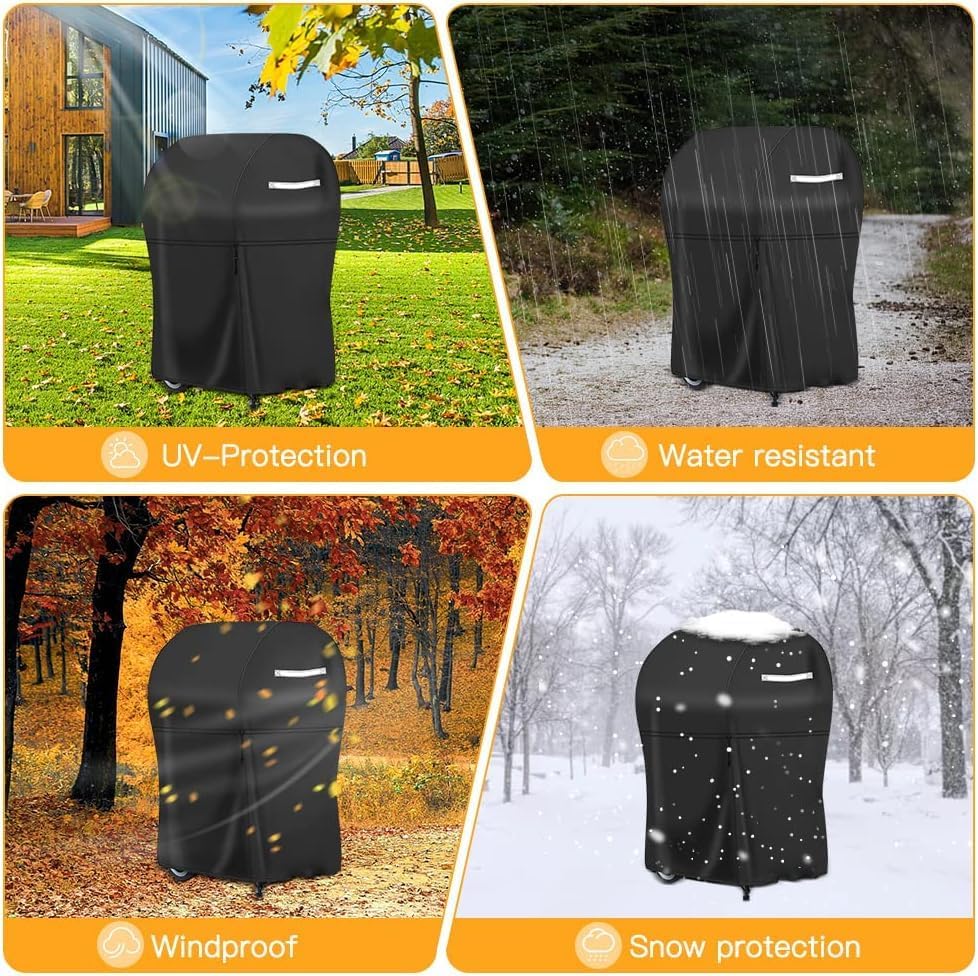 30 Inch BBQ Gas Grill Cover for Outside Grill, Heavy Duty Waterproof UV-Resistant Electric Smoker Cover with Straps and Buckle for Weber Char-Broil Nexgrill and More Grills with Collapsed Side Tables - Image 7