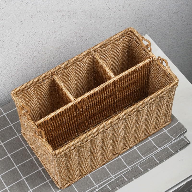 Imitation Rattan Woven Portable Tool Basket Outdoor Picnic Seasoning Bottles Divided Storage Basket - Image 6