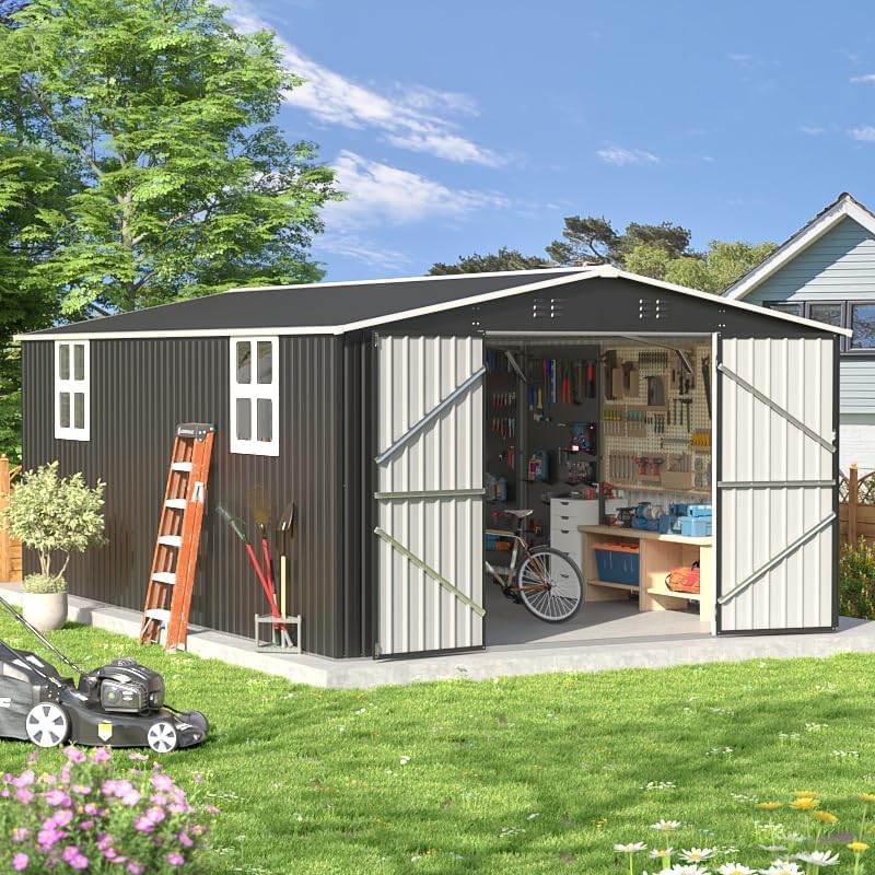 AirWire 12x16 FT Outdoor Storage Shed Black by AirWire